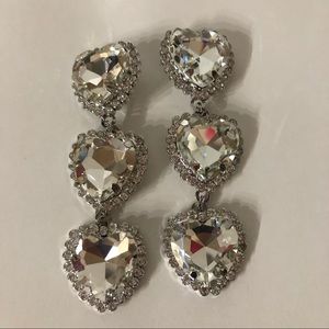 16Ct White Sapphire Heart Cut Drop Earrings