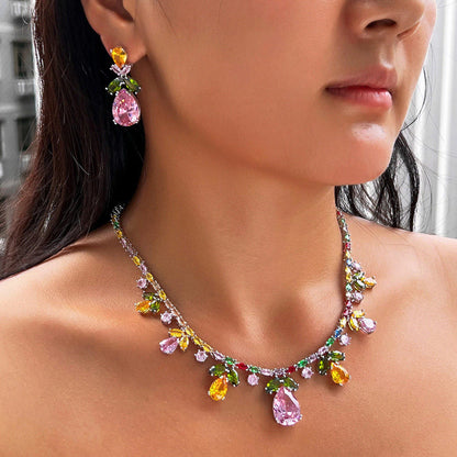 Pink&Yellow Sapphire Pear Cut Jewelry Set