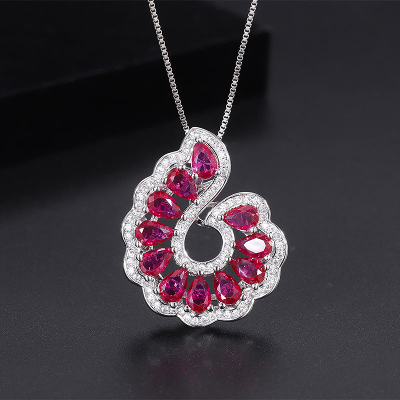 Red Sapphire Pear Cut Jewelry Set